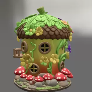 Whimsical Fairy Garden Cottage STL File 3D Printable - Model thumbnail 5