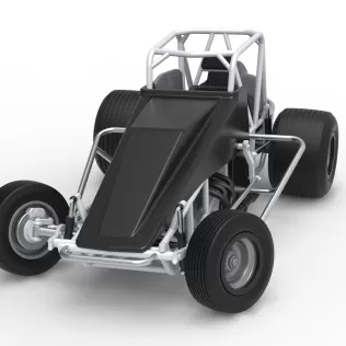 Vintage Dirt Silver Crown Car while turning Scale 1:25 - Model thumbnail 5