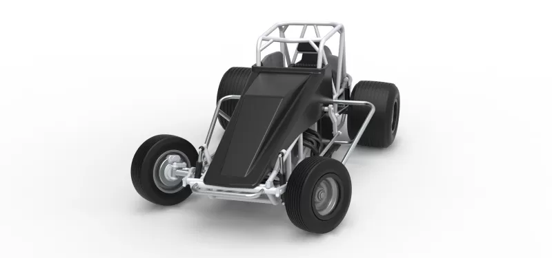 Vintage Dirt Silver Crown Car while turning Scale 1:25 - Model preview 5