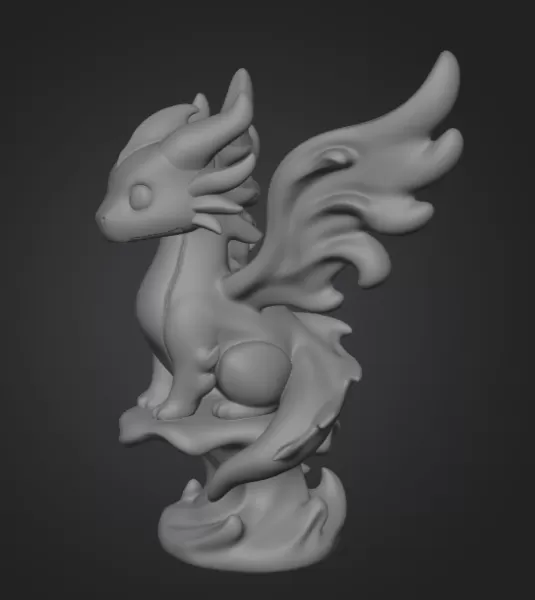 Water Dragon – STL File 3D Printable Fantasy Dragon Figurine - Model preview 10