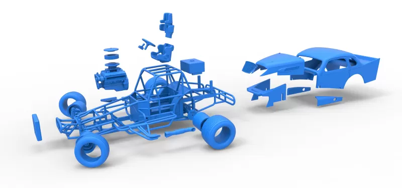 Vintage Dirt Modified stock car while turning Scale 1:25 - Model preview 28