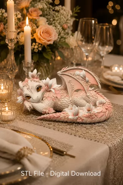 Peach Baby Blossom Dragon STL File for 3D Print - Model preview 1