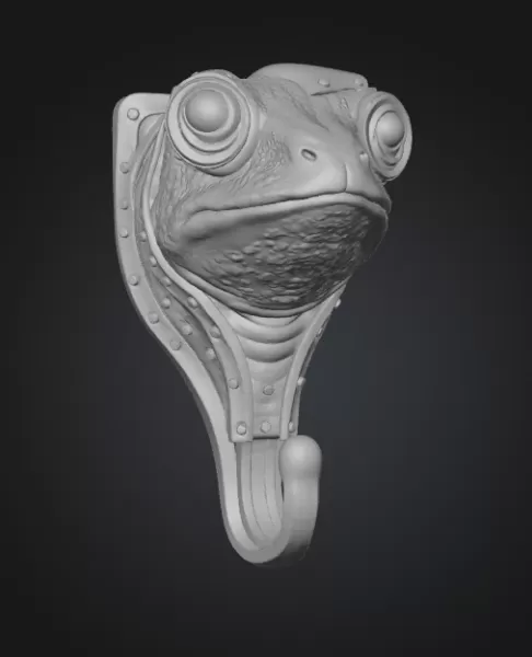 Steampunk Frog Wall Hook – 3D Print Model - Model preview 6