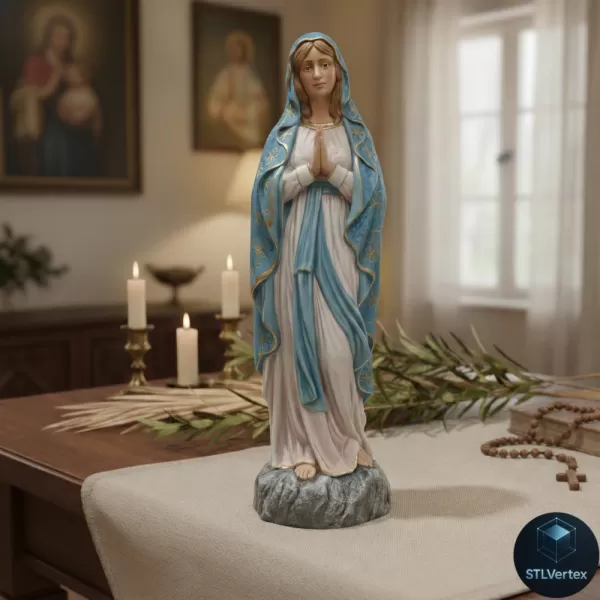 Virgin Mary Statue 3D Print Model - Model preview 4