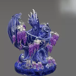 Midnight Wisteria Dragon Bowl STL File for 3D Print - Model thumbnail 13