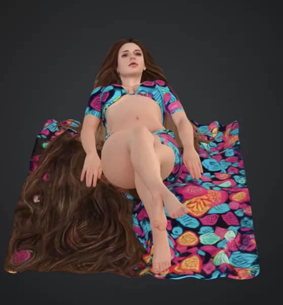 Frau am Strand,auf einer decke - Model preview 1