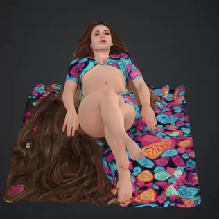 Frau am Strand,auf einer decke - Model thumbnail 1