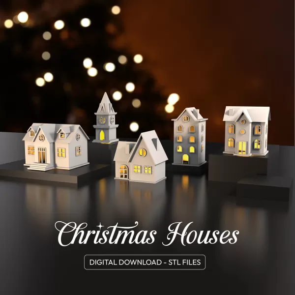 3D Christmas Houses , 5 pcs. Bundle for Christmas, Christmas - Model preview 1