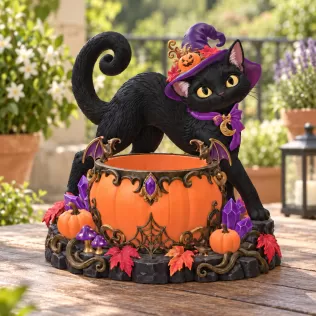 Halloween Witch Cat Pumpkin Bowl STL File for 3D Print - Model thumbnail 5