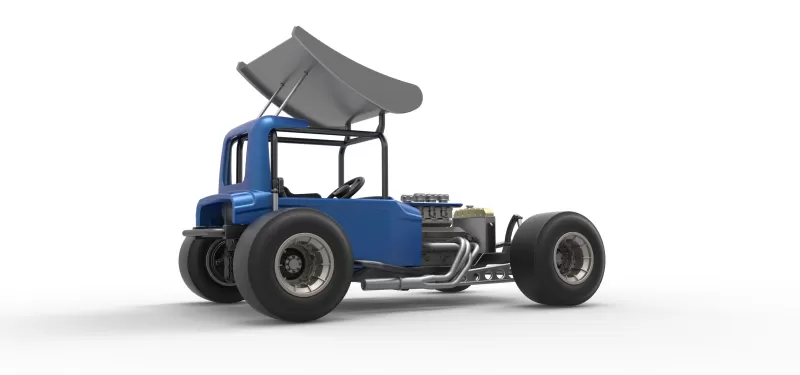 Vintage Winged Supermodified stock car Version 2 Scale 1:25 - Model preview 21