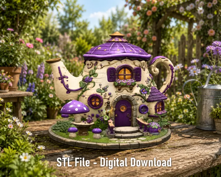 Enchanted Teapot Cottage STL File for 3D Print - Model preview 3