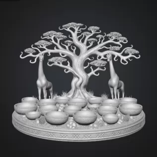 African Savanna Giraffe Bowl Organizer STL File for 3D Print - Model thumbnail 15