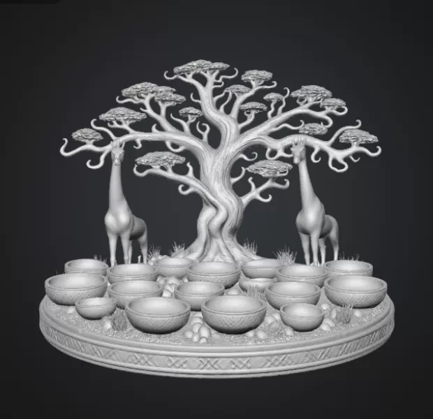 African Savanna Giraffe Bowl Organizer STL File for 3D Print - Model preview 15