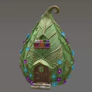 Enchanted Leaf Fairy House STL File 3D Printable Fantasy Cottage - Model thumbnail 3