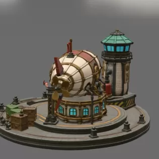 Steampunk Airship Station STL File for 3D Print - Model thumbnail 9
