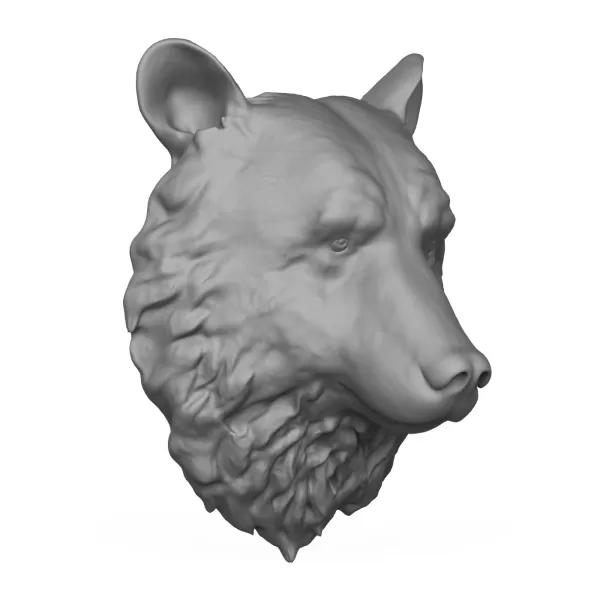 3D Printable Wild Bear Head Statue - Model preview 5