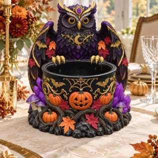 Mystic Halloween Owl Bowl STL File for 3D Print - Model thumbnail 3