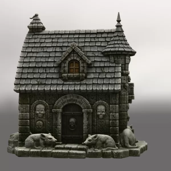 Haunted Fantasy Rat Cottage STL for 3D Printing - Model preview 4