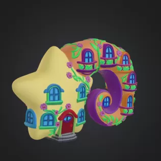 Fantasy Star House Magical Spiral Bookend STL File 3D Printable - Model thumbnail 7