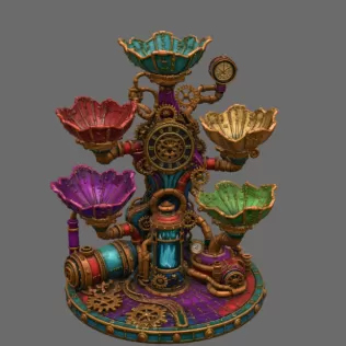 Steampunk Clockwork Bowl Organizer STL File for 3D Print - Model thumbnail 8