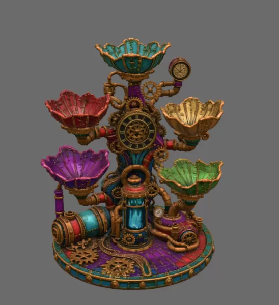 Steampunk Clockwork Bowl Organizer STL File for 3D Print - Model preview 8