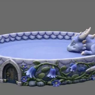 Sleeping Baby Dragon Tray STL File for 3D Print - Model thumbnail 8