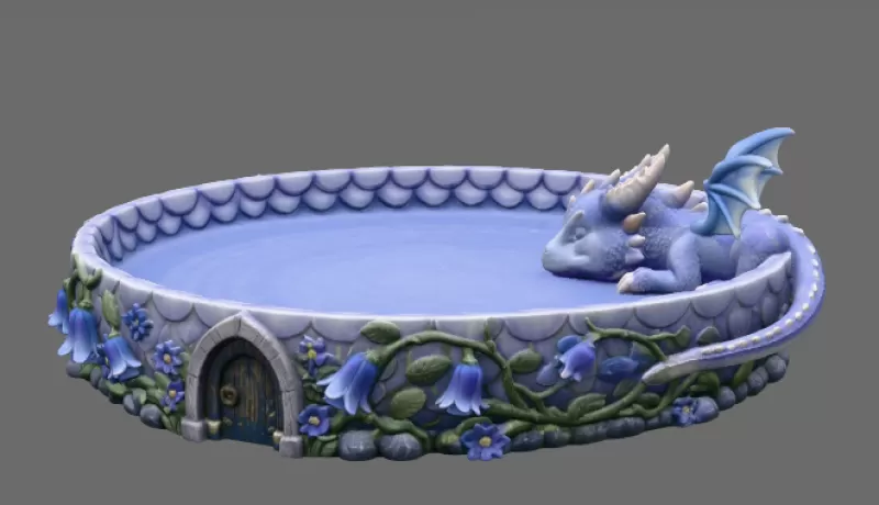 Sleeping Baby Dragon Tray STL File for 3D Print - Model preview 8