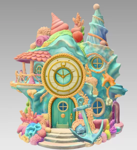 Seashell Fantasy House – Ocean Coral Cottage STL | 3D Printable - Model preview 7