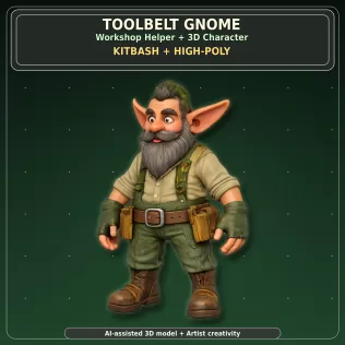 Garden Gnome Character Pack – Fantasy Garden Worker Kitbash - Model thumbnail 14