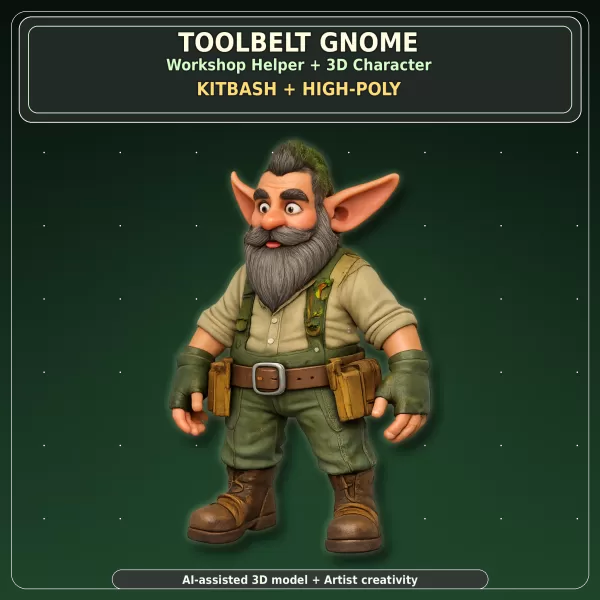 Garden Gnome Character Pack – Fantasy Garden Worker Kitbash - Model preview 14