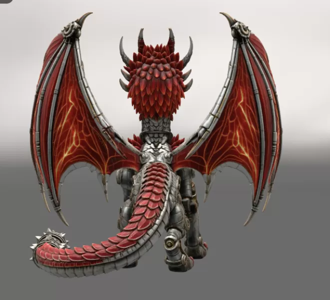 Mechanical Inferno Dragon STL File for 3D Print - Model preview 9