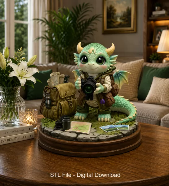 Cute Camera Baby Dragon STL File for 3D Print - Model preview 2