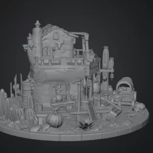 Desert Trading Post Fantasy Western Village STL File for 3D - Model thumbnail 15