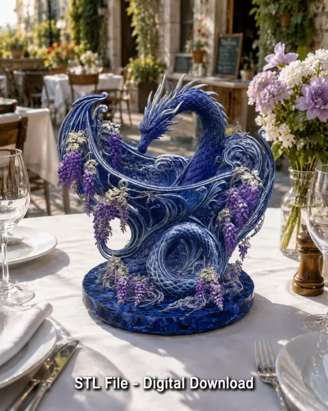 Midnight Wisteria Dragon Bowl STL File for 3D Print - Model preview 4