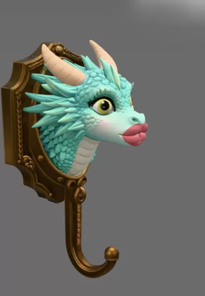 Funny Kiss Dragon Wall Hook STL File for 3D Print - Model preview 7