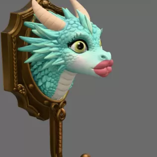 Funny Kiss Dragon Wall Hook STL File for 3D Print - Model thumbnail 7