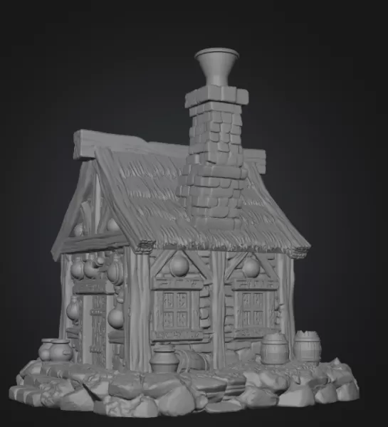 Fantasy Alchemist Cottage STL File for 3D Print - Model preview 9