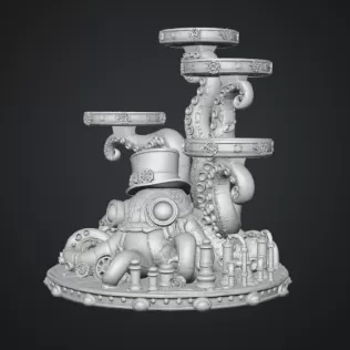 Steampunk Octopus Tray Organizer STL File for 3D Print - Model thumbnail 12