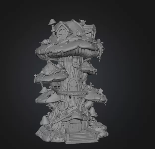 Enchanted Mushroom Village Tower STL File 3D Printable - Model preview 14
