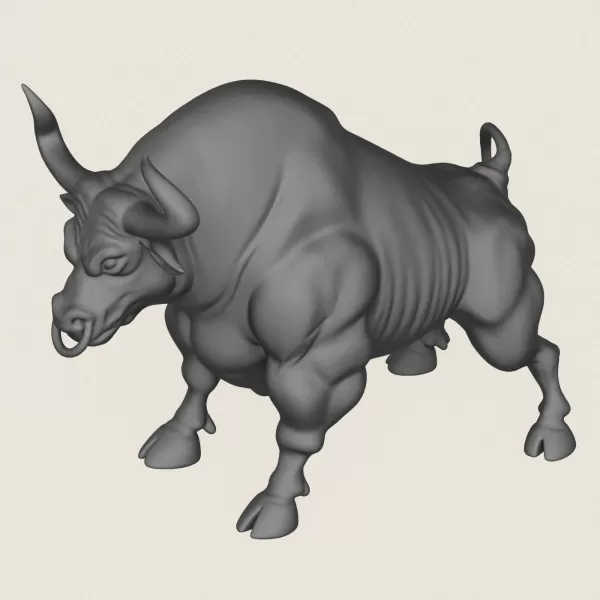 Muscular Young Bull Print Ready 3D Model - Model preview 4