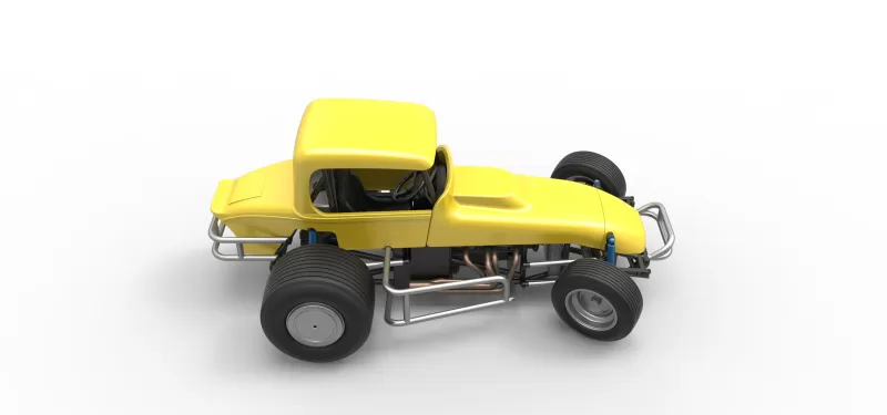 Vintage Sprint car while turning Version 2 Scale 1:25 - Model preview 21