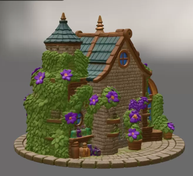 Enchanted Herbalist Cottage STL File for 3D Print - Model preview 7