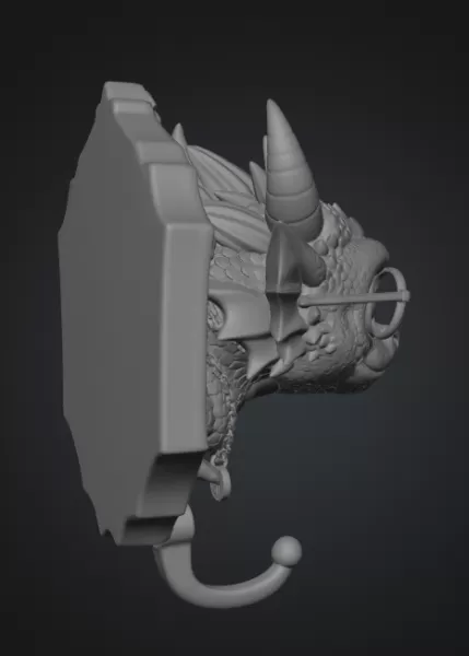 Kawaii Dragon Key Holder STL File for 3D Print - Model preview 10