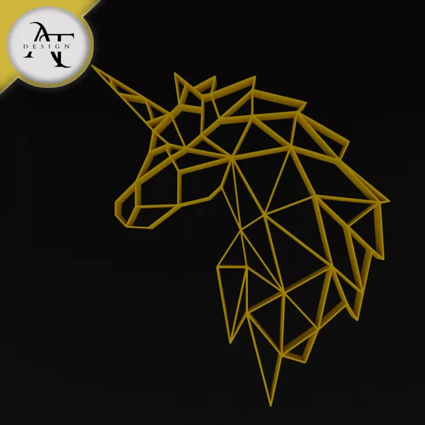 Unicorn - Geometric - 2D Wall Art Decor - Model preview 1