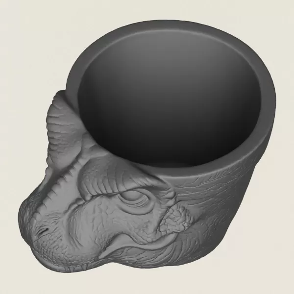 Dinosaur Trex Head Planter Print Ready 3D Model - Model preview 2