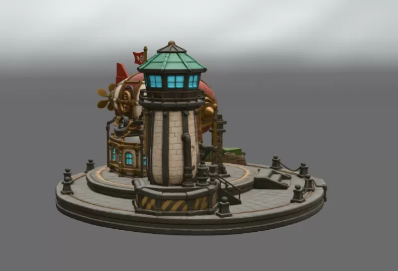 Steampunk Airship Station STL File for 3D Print - Model preview 11
