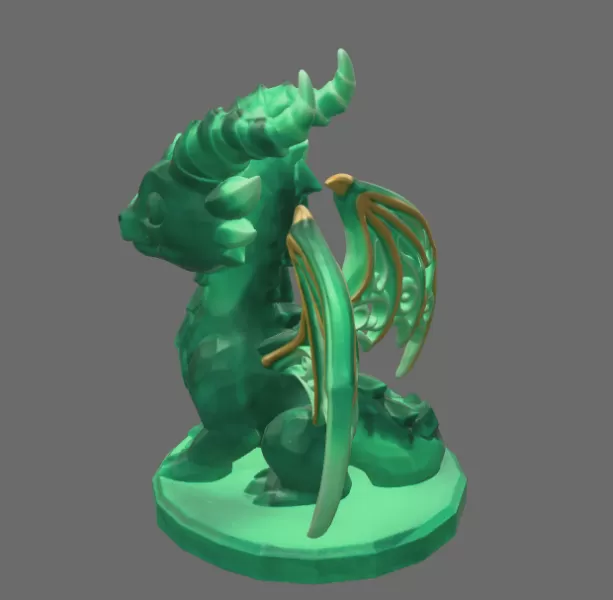 Cute Fantasy Smaragd Dragon – STL File 3D Printable Dragon - Model preview 4