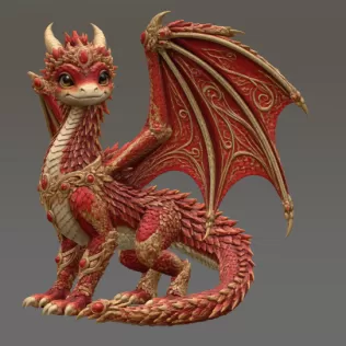 Royal Crimson Dragon STL File for 3D Print - Model thumbnail 5