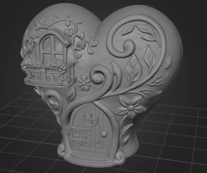 Fantasy Heart Fairy House - STL File 3D Printable - Model preview 8