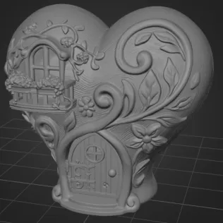 Fantasy Heart Fairy House - STL File 3D Printable - Model thumbnail 8